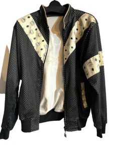Rare vintage 80s MCM Black Jacket Dapper Dan Style But is Authentic Vintage. - Picture 1 of 3