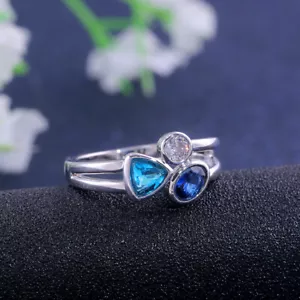 Carino anello da sposa in argento 925 pieno di zirconi da donna misura 6-10 - Foto 1 di 7