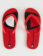 Brand New CHAMPION Men's Split Logo Red Flip Flop Sandals