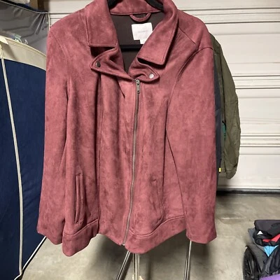 Chaqueta de gamuza sintética azul marino antigua talla 2x Plus Foto 1 de 4