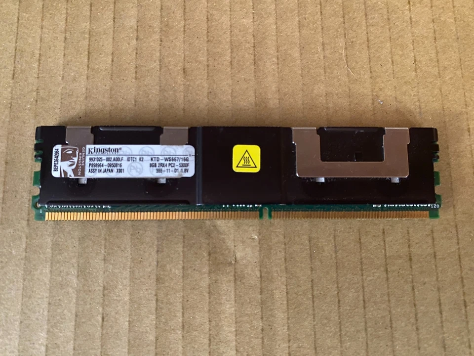 KINGSTON 8GB 2RX4 PC2-5300F KTD-WS667/16G K2 SERVER MEMORY I5-1(30) - Image 1 of 4