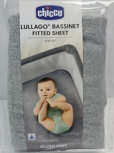 Chicco LullaGo Bassinet Sheet - Soft Stripe, Grey knit fabric for a cozy Sleep