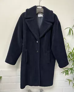 MARELLA Navy Blue Warm & Cosy Mid Length Teddy Coat EUR40 UK12 £395 - Picture 1 of 16