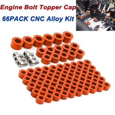 US Engine Bolt Topper Caps Cover For Harley Touring Dyna Softail Twin Cam Orange - Image 1 of 4