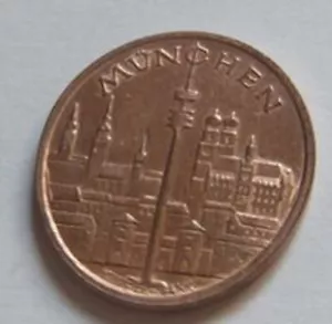 Olympiade München 1972 Fernsehturm Frauenkirche usw. Kupfermedaille 18 mm - Bild 1 von 2