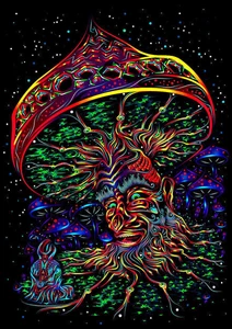 UV Backdrop Psychedelisch Kunst Schwarzlicht Wandbehang Psy Goa Deko Neon Banner - Bild 1 von 10