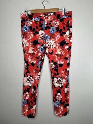 Pantalones Gap Slim City Estampado Floral Blanco Azul Rojo Elastizados Cortos Talla 8 Foto 1 de 4