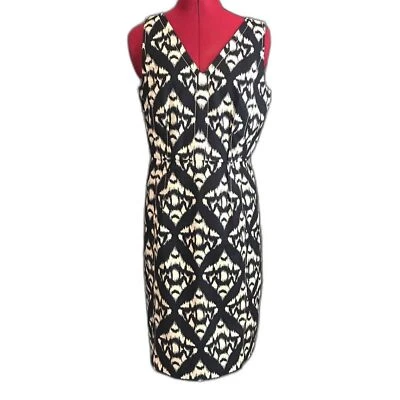 Vestido Talbots Para Mujer Talla 8 Azul Marino y Blanco Algodón Sin Mangas Funda Clásica Foto 1 de 4