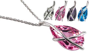 Crystal Wrapped Pendant & Silver Rope Design Chain (50cms) - Picture 1 of 5