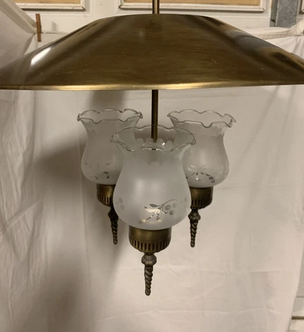 Vintage Drop Ceiling Light Fixture 3 Glass Globes Cover
