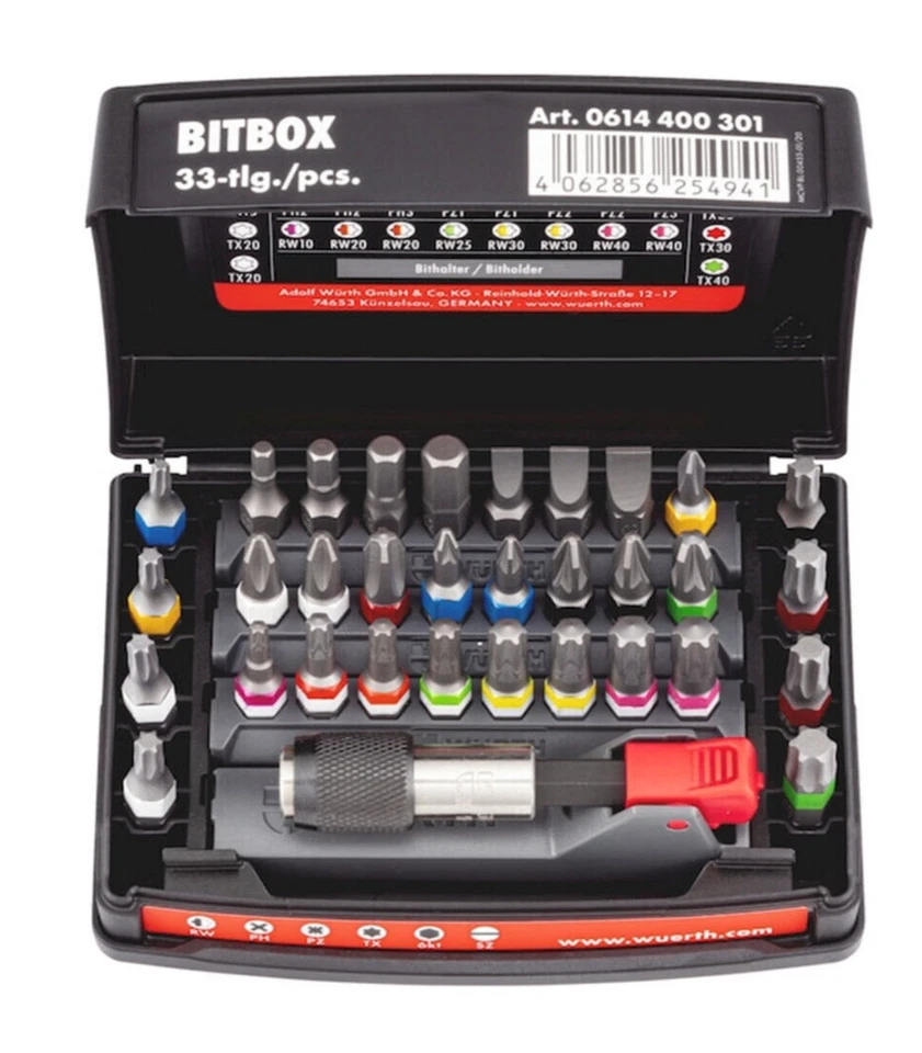 Würth Bitbox C 6,3 (1/4) mit Bithalter Set 1 - 33-teilig (0614400301)