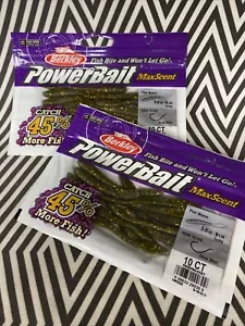 (2 paquetes) ¡Paquete de 10 gusanos planos Berkley PowerBait MaxScent! Goby Dropshot de 3,6 - Imagen 1 de 2