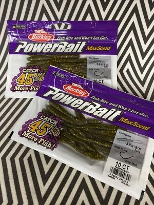 (2 Packs) Berkley PowerBait MaxScent Flat Worm 10 Pack! 3.6” GOBY Dropshot - Image 1 of 2