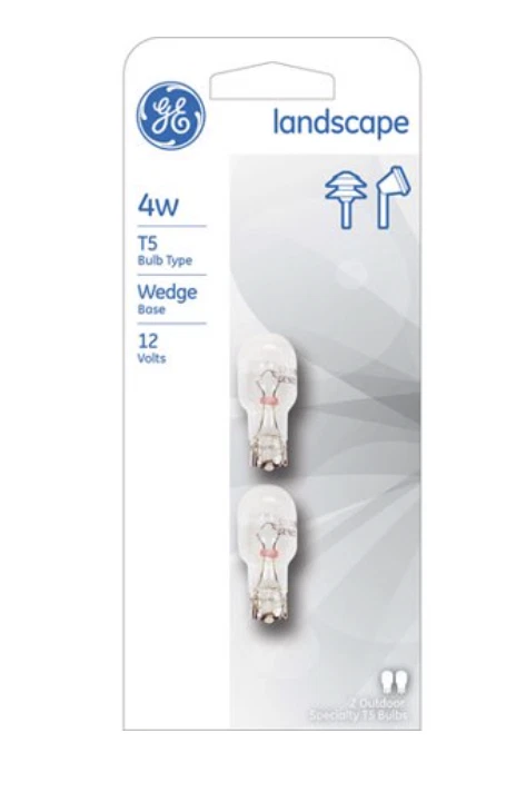GE Landscape Replacement Bulb, 4W, T5 Bulb Type, Wedge Base, 12 Volts, Pack of 2 - Image 1 of 1