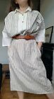 Vintage 1970S 80S West Germany White Grey Shirt Dress Cotton Size 40 M L
