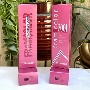 2 TUBES Framesi Framcolor 2001 Hair Color Cream 60ml 2oz 660 PINK OR 620 VIOLET - Picture 1 of 7