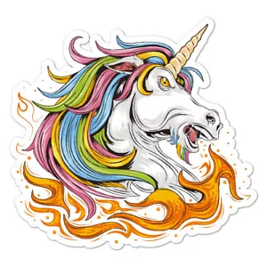 Unicorn Flames, Vinyl Decal Sticker, Indoor Outdoor, 3 Sizes, #8657 - Picture 1 of 1