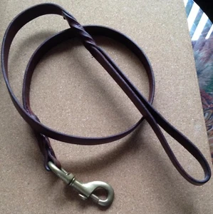 NEW! 48" Hamilton Brown Leather Bronze Closure Dog Leash FREE Shipping A Beauty! - Picture 1 of 5