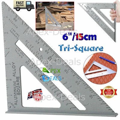 6" Roofing Rafter Speed Try Square Alloy Angle Guide Tool Ruler Triangle Measure - Image 1 of 4