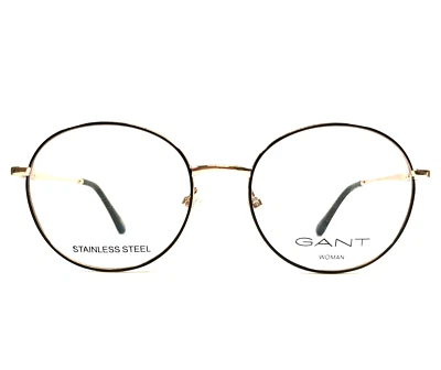 Armações de óculos GANT GA4090 001 preto brilhante ouro rosa aro de arame redondo 50-17-135 - Imagem 1 de 4