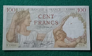 Billet 100 Francs - Sully 1-8-1940 Fay 26/34 - TTB - Bild 1 von 2