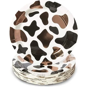 48 Pack Cow Print Paper Plates for Barnyard Birthday Party Supplies, Farm Ani... - Picture 1 of 8