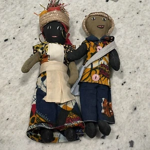 Vintage hand made tribal Jamaican cloth doll Lot Man Woman Jamaica - Picture 1 of 11