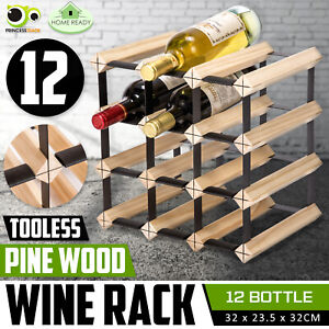 12 Bottle Timber Wine Rack Wooden Storage System Cellar Organiser Stand Display