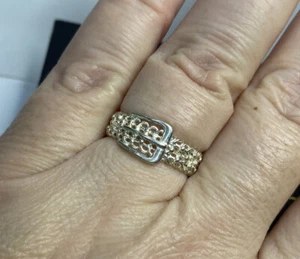 🛑 Anillo de plata esterlina con hebilla de filigrana para mujer pila de boda 925 6 3/4 -7 - Imagen 1 de 8