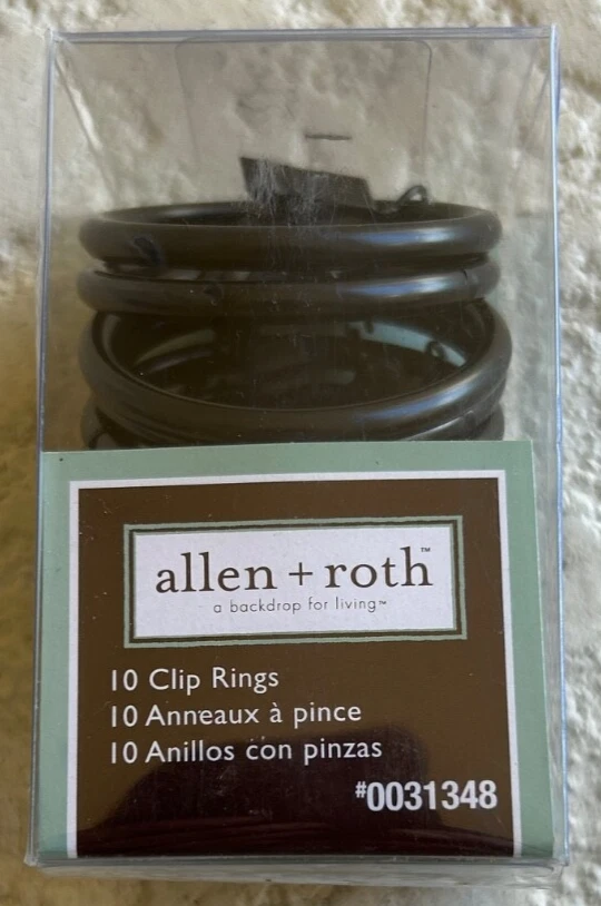 Allen Roth 10 Clip Rings Black Finish (2 Packs 20 Total) 1 1/4" Rod #0031348