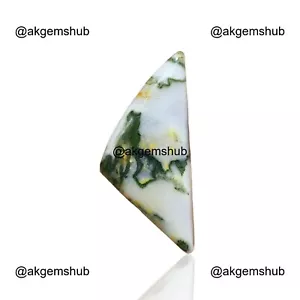 20,00 Cts Agata Muschio Indiano Sciolto Cabochon Design Pietra Preziosa Naturale 30x14x6 mm - Foto 1 di 11