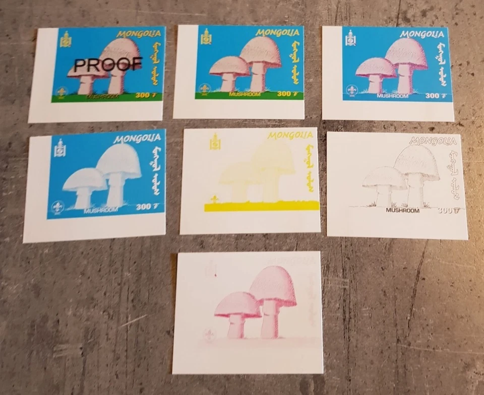 HONGOS MONGOLIA PRUEBAS PROGRESIVAS IMPERFORADOS MNH Foto 1 de 1