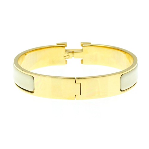 HERMÈS Bracciale Hermes Click Clack Logo H Beige Oro GP Accessori Moda Donna