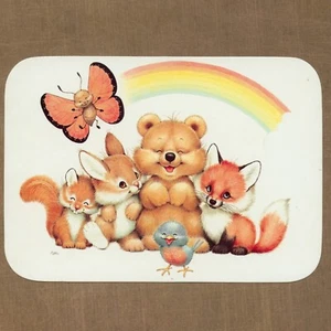 Unused Vintage RUTH J. MOREHEAD RJM Sangamon Postcard, Cute Animal Group Rainbow - Picture 1 of 4