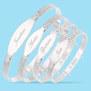 Brazalete Infantil Personalizado 925.Plata Piedra Azul Regalo Bautizo Edad 0-5 - Imagen 1 de 8