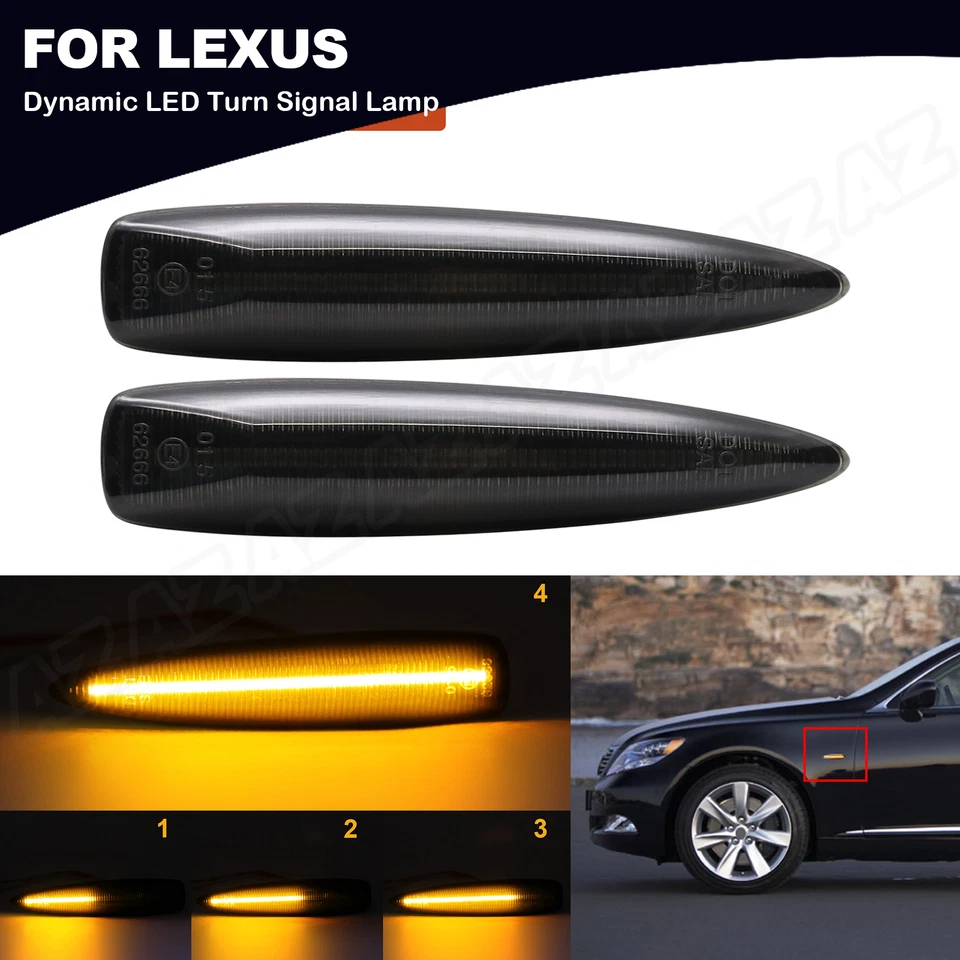 LED Side Turn Signal Light Dynamic Smoked For Lexus IS F LS460 LS460L LS600h L - Image 1 of 4