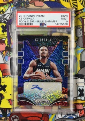 2019 Prizm KZ Okpala Blue Shimmer FOTL Rookie Signatures Auto RC PSA 9 - Image 1 of 2