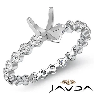 Heart Semi Mount Fine Diamond Engagement Bar Setting Ring 14k White Gold 0.4Ct - Picture 1 of 3