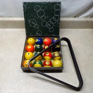 Vintage Aramith 2 1/4" Pool Billiards Balls Complete Set With Box+ Rack, Belgium - Picture 1 of 13