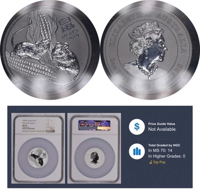 Top Pop MS70 NGC 2 Dollars 2020 Australia Silver Coin # 3933 - Image 1 of 4