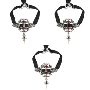 3 stücke Frauen Mädchen Punk Anhänger Halskette für Halloween Einfache Schwarz - Picture 1 of 12