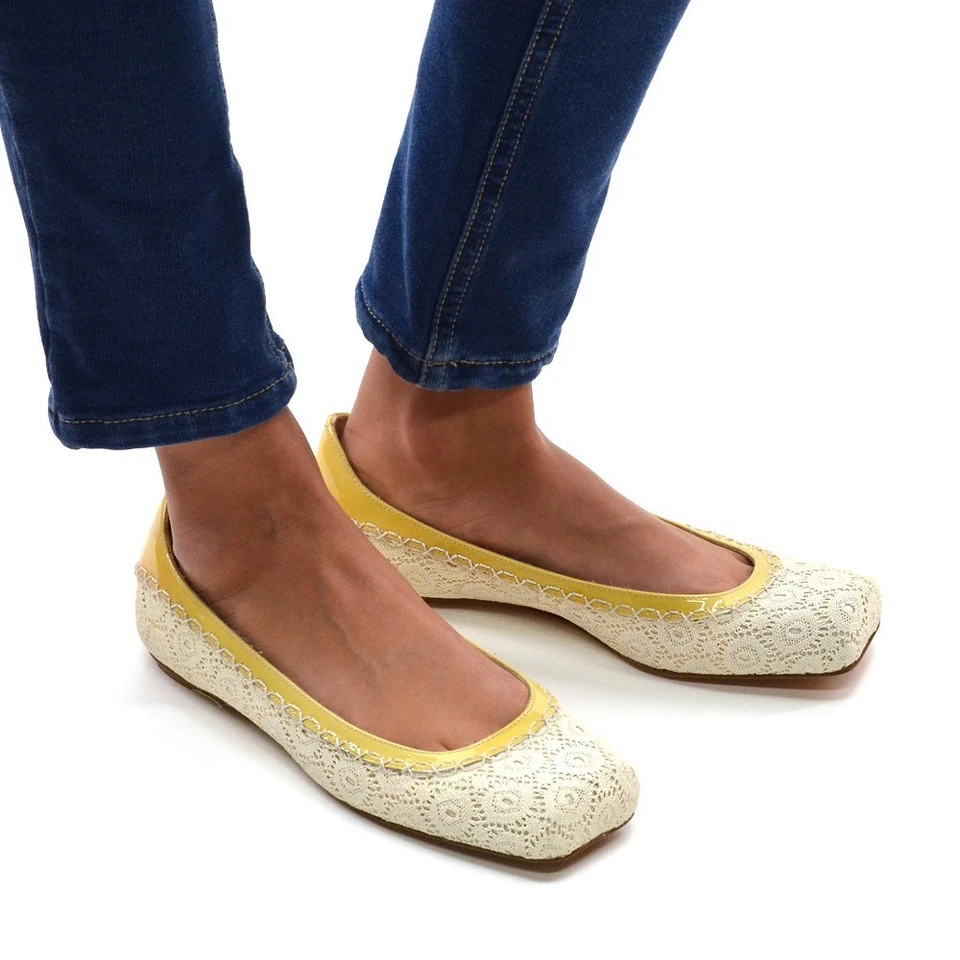 Sapatos femininos Maloles $295 pop jacquard malha balé 37/6.5 bege slip on - Imagem 1 de 4