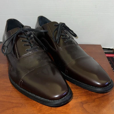 Calvin Klein Radley Brush Off Smooth 牛津勃艮第棕色男式 11.5 码 — 第 1/4 张图片