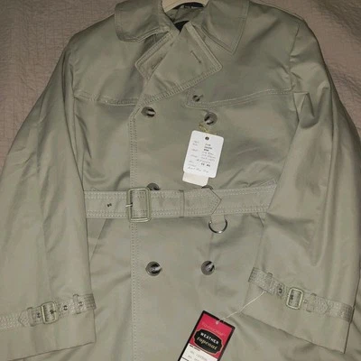 NUEVO CON ETIQUETAS Towncraft Trench Coat Chaqueta Tostado Forro Extraíble De Colección Largo 40r jc Penney Foto 1 de 4