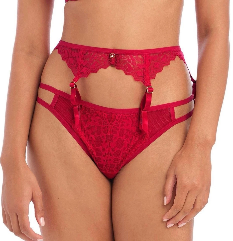 Freya Temptress Suspender Belt Cherry Red Size M 12 14 Lace Garter 400191
