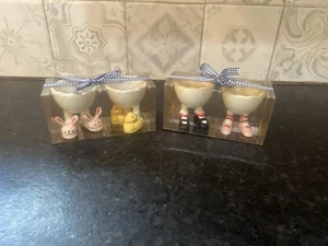Two sets of Casablanca Whimsical Shoe Design Egg Cup Set of 4 Multicolor NIB - Picture 1 of 11