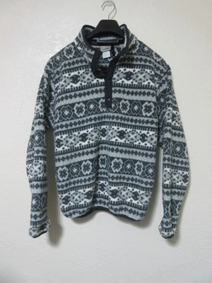 Suéter Pullover Pequeño L.L.Bean Para Hombre De Colección Gris Negro Crema Azteca A Presión Foto 1 de 4