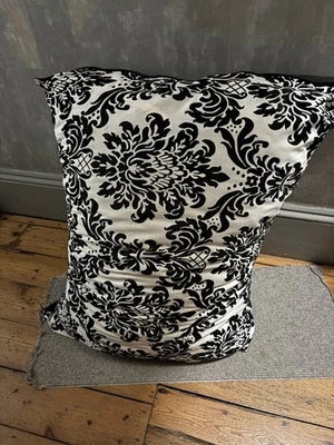 Black and White Damsek Floor Cushion - Image 1 of 3