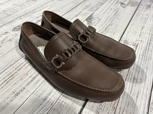 NEW Mens Salvatore Ferragamo Shoes Sz 7.5 EE Driving Loafers Brown 0027 - Picture 1 of 10