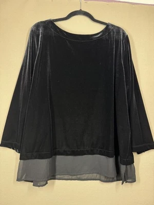 Top Pullover Chicos para Mujer 2XL Negro Terciopelo Dobladillo Transparente Formal Fiesta Informal Foto 1 de 4